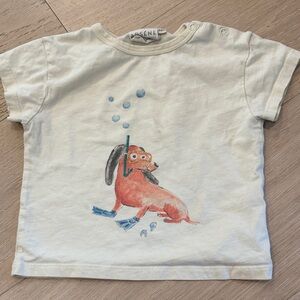 Cream Kids Tank Top with Dog Print